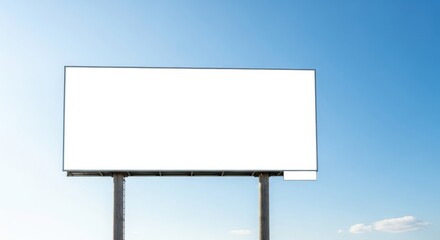 Obraz premium Blank Billboard Against a Clear Blue Sky for Advertising.