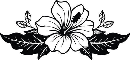 Elegant hibiscus blossom with symmetrical leaves vector art for floral decoration and invitations. © Gfx Foysal