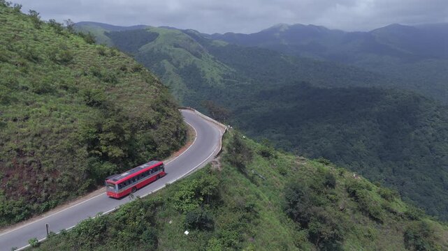 Aerial View of Mountain Road in Charmadi Ghat Karnataka India