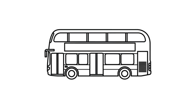 Simple line drawing of a classic red double decker bus illustration