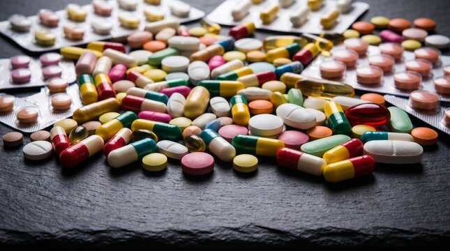 Colorful pharmaceutical pills display