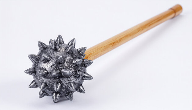 Medieval spiked mace weapon isolated on a white background