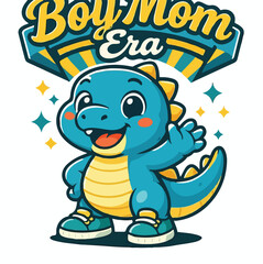 Obraz premium Boy Mom Era Dinosaur Illustration