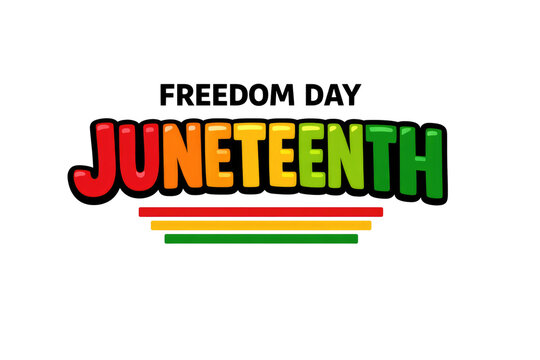 Juneteenth Freedom Day, vibrant celebration typography, African American emancipation holiday, cultural event design isolated PNG with Transparent Background