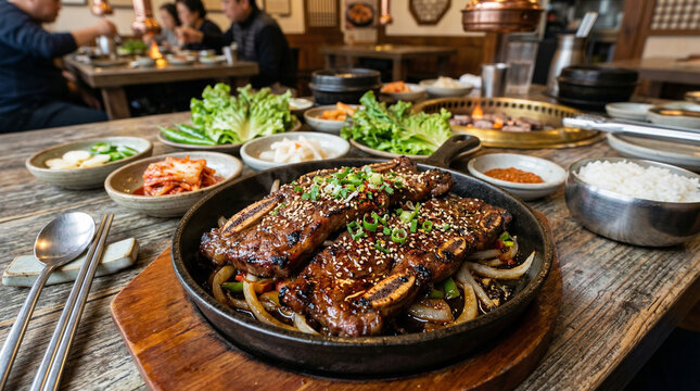 Korean grilled galbi beef ribs 