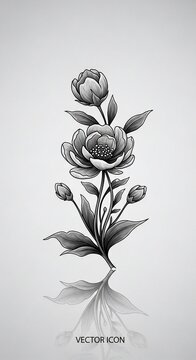 繊细な線画で描かれた、静謐な花の生命感