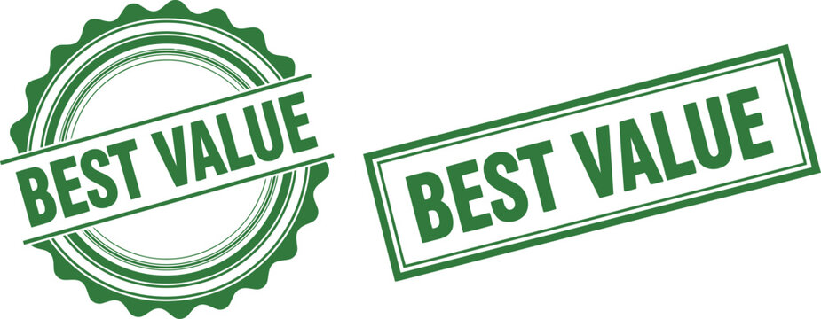 Green Best Value Stamp Badge and Label Icon Set for Promotions and Discounts