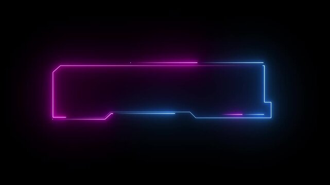 Glowing neon Futuristic HUD Element with Glowing Neon Lines on Black Background.4k animation motion graphics video..