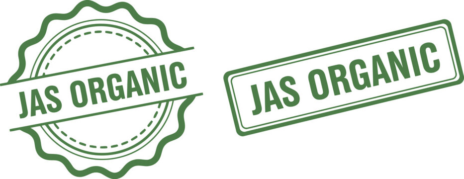 JAS Organic Certification Stamp Badges in Green for Eco-Friendly Food Packaging and Labeling