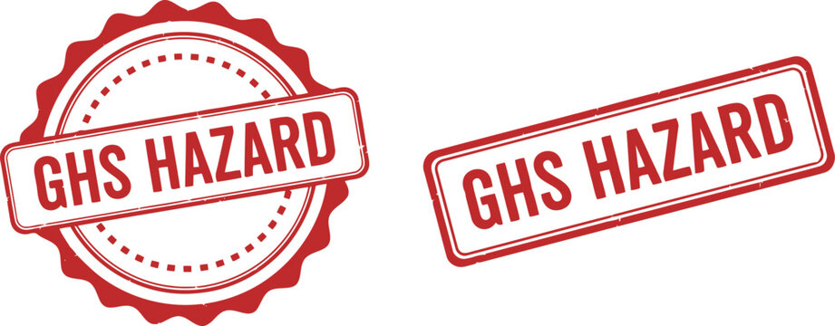 Red GHS Hazard Stamp Icons for Chemical Safety and Compliance Labeling on White Background