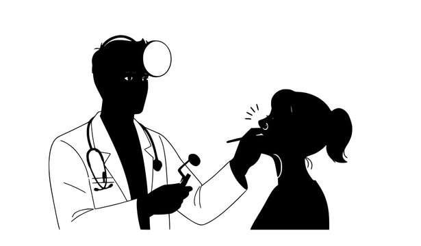 ENT Specialist Testing Nose and Throat Cartoon Vector Medical Illustration Set