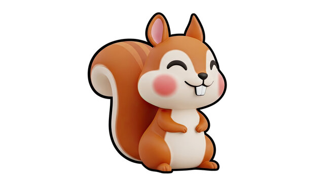 Cute 3D Rendered Cartoon Squirrel with Pink Cheeks