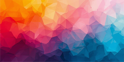Fototapeta premium Creative futuristic blue wallpaper featuring an abstract geometric triangle pattern with colorful polygon mosaic elements in a modern vector art style backdrop