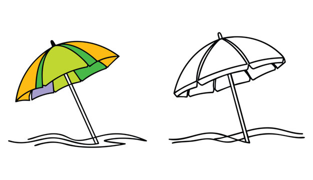 continuous line drawing of an umbrella on a white background. Minimalistic vector flat icon. Accessory for rain
