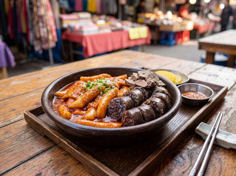Sundae and Tteokbokki Korean Street Food Combo