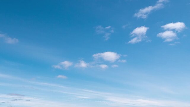 Timelapse of clouds moving across blue sky natural background dynamic sky motion weather and atmosphere