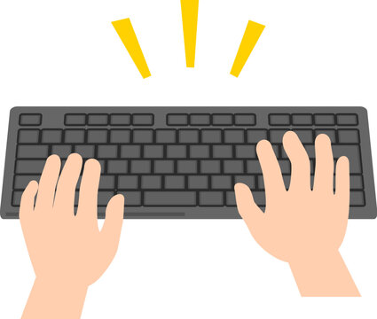 パソコンのキーボードをタイプする手