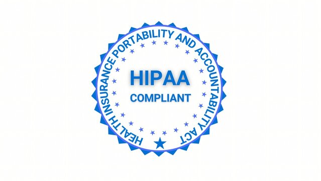 A blue HIPAA compliant seal badge symbolizing healthcare privacy and security standards, ideal for medical websites, compliance documents, professional branding, and security‑focused visuals.