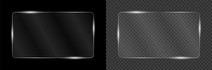 Estores personalizados com sua foto Realistic glossy glass panel frame isolated on transparent background