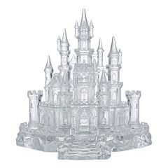 Crystal clear ice castle sculpture on transparent background © BTG