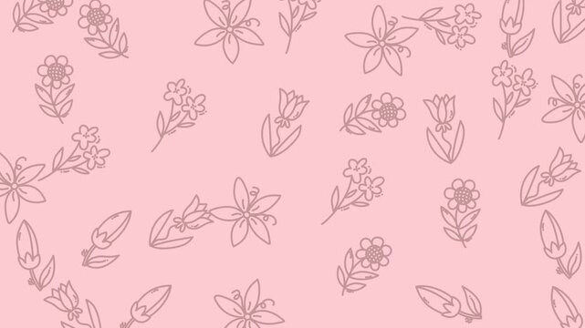 Soft Pink Botanical Sketch Pattern For Quiet Floral Video.