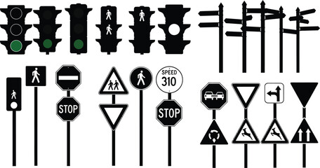 Traffic Signs and Signals on Poles © ishfaquehussain