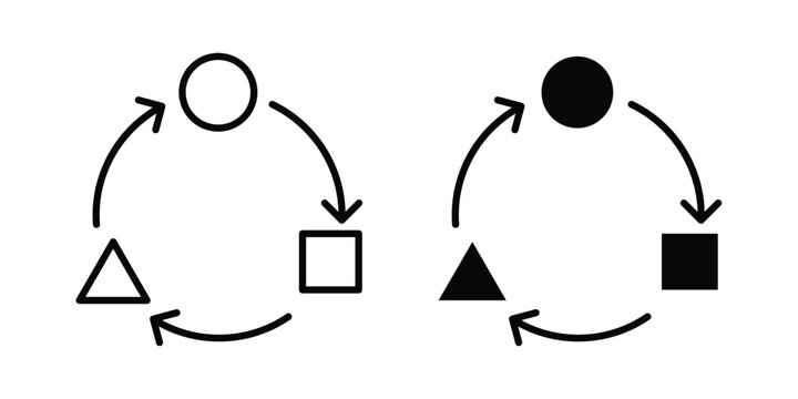 Adaptation icon editable designs collection. black and white icons