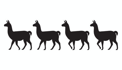 black and white silhouette set of llama very high quality vector illustration. © dinesh