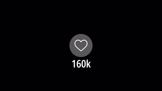 Heart counting 0 to 200k with Alpha Channel 