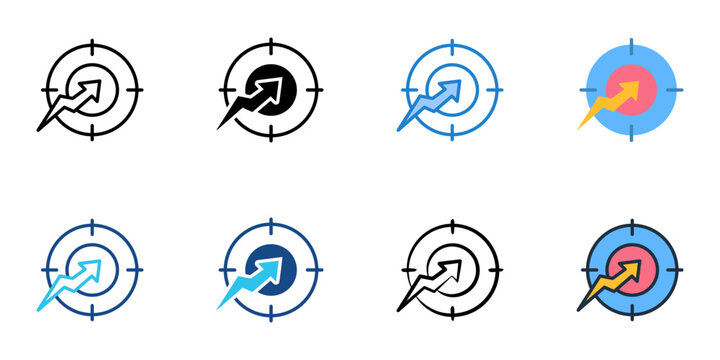 Purpose icons set multiple style collection. Editable stroke 
