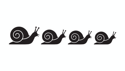 black and white silhouette set of snail very high quality vector illustration. © dinesh