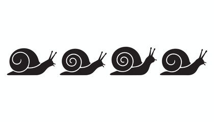 black and white silhouette set of snail very high quality vector illustration. © dinesh