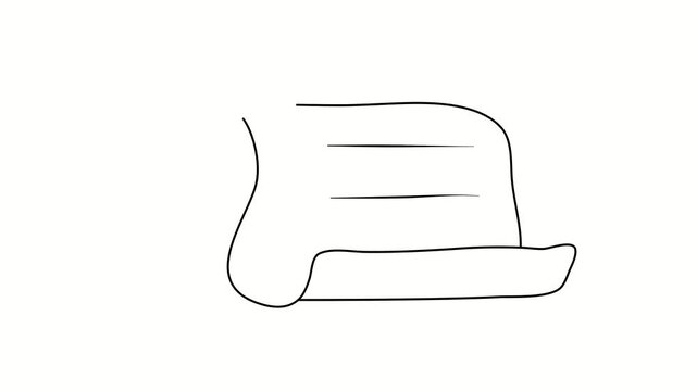 Sheet, paper, document. Contour drawing, silhouett animation. Continuous line. Isolated on white. Video 4k object illustration self-drawing. Object construction. Minimalist continuous line drawing sil