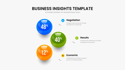Fototapeta premium Digital Plan Slide Design Vector Illustration. Educational Growth Three Step Infographic Frame Layout. Project Solution 3 Element Graph Slideshow Template.