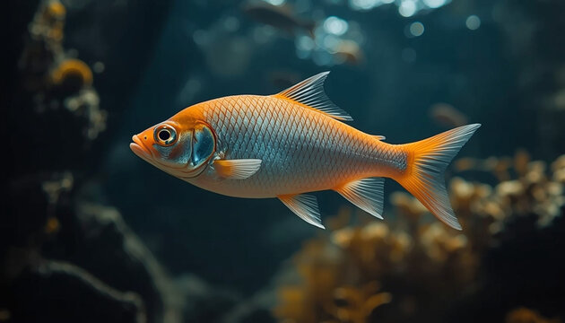 Terumbu karang yang berwarna-warni dipenuhi ikan-ikan kecil di bawah