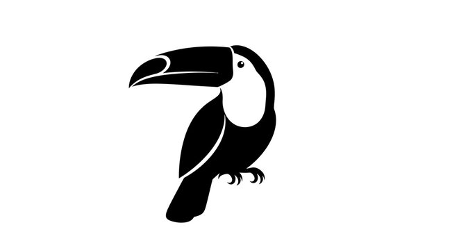 Minimalist Black Toucan Silhouette on White Background