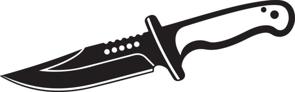 Black knife icon, vector knife illustration, combat knife, tactical knife, silhouette
