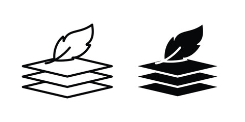Fabric with feather icon editable designs collection. black and white icons © Annimo