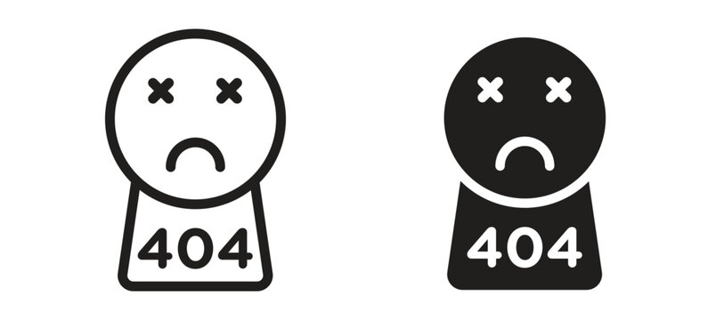 404 Error icon symbol, black style vector icons pack