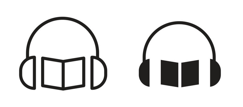 Audio book icon symbol, black style vector icons pack