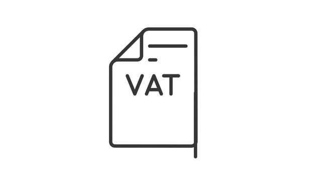 Animated VAT line icon. Value added tax animation. Credit system, purchase price. Financial document, percentage sign. Outline element on white background. HD video with alpha channel
