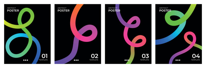 Vibrant abstract poster series dynamic colorful swirls and lines for modern art and design © MSTPIARA