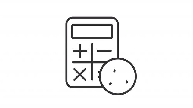 Animated percentage calculation line icon. Bookkeeper tool animation. Mathematical symbols. Income tax. Financial accounting. Outline element on white background. HD video with alpha channel