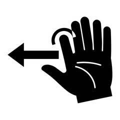 Fototapeta premium Vector graphic of a hand with a finger pointing to the left and an arrow indicating direction.