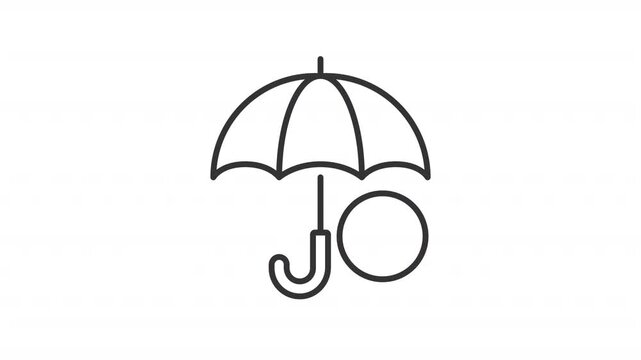 Animated tax insurance line icon. Risk mitigation animation. Investment protection. Umbrella as coverage symbol. Payments. Outline element on white background. HD video with alpha channel