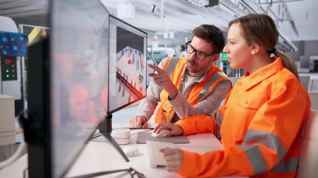 Engineers Optimizing Factory Floor Plan