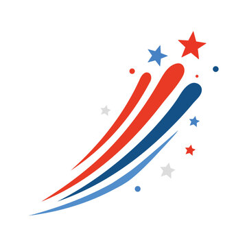 Patriotic swoosh stars red blue USA abstract Independence Day design