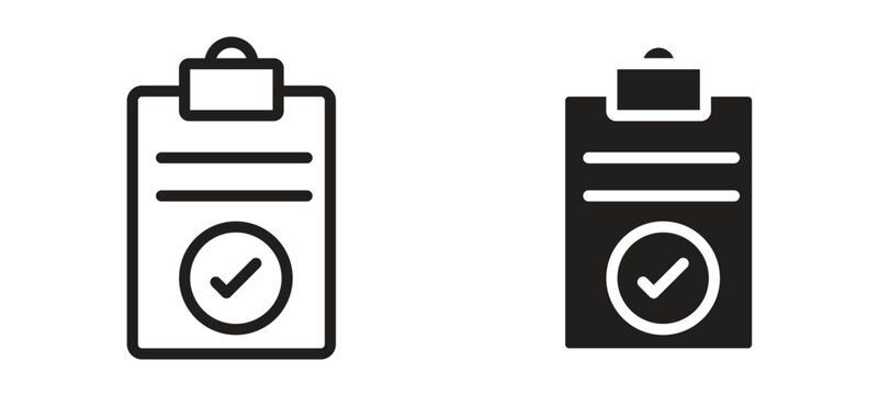 Clipboard check icon symbol, black style vector icons pack