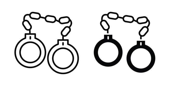 Handcuffs icon editable designs collection. black and white icons