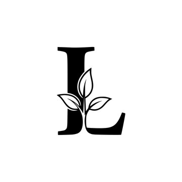A black letter l with a small plant growing out of it Vector, illustration